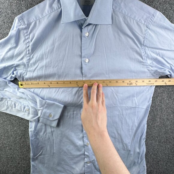 Eton Long Sleeve Button Up Shirt Men Cotton Designer Blue 16 Slim Woven Romania - Picture 5 of 16